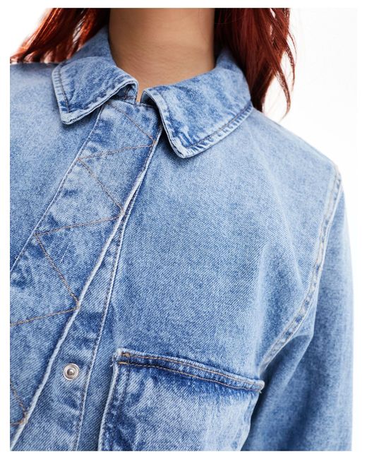 Suzy - veste en jean oversize - moyen délavé Free People en coloris Blue