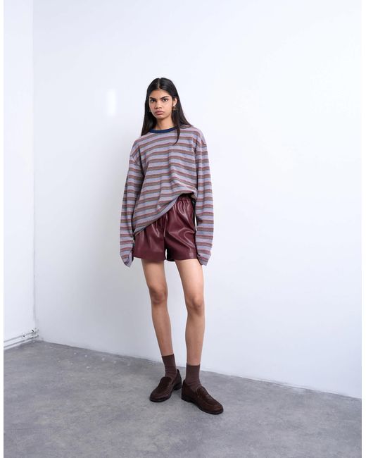 TOPSHOP Purple – shorts aus kunstleder