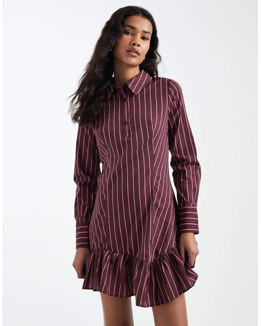 Miss Selfridge Red Drop Waist Shirt Dress