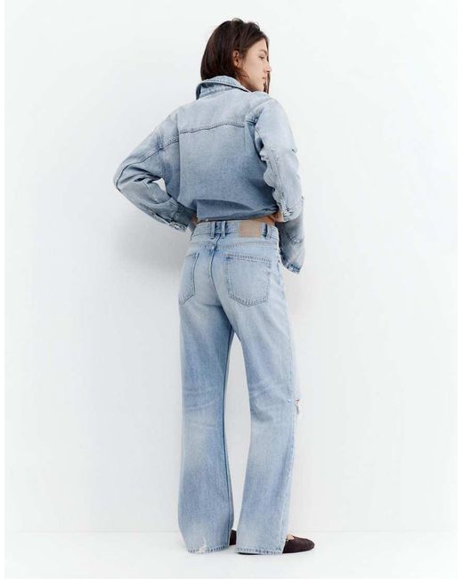 Pull&Bear Blue Ripped Boyfriend Jeans