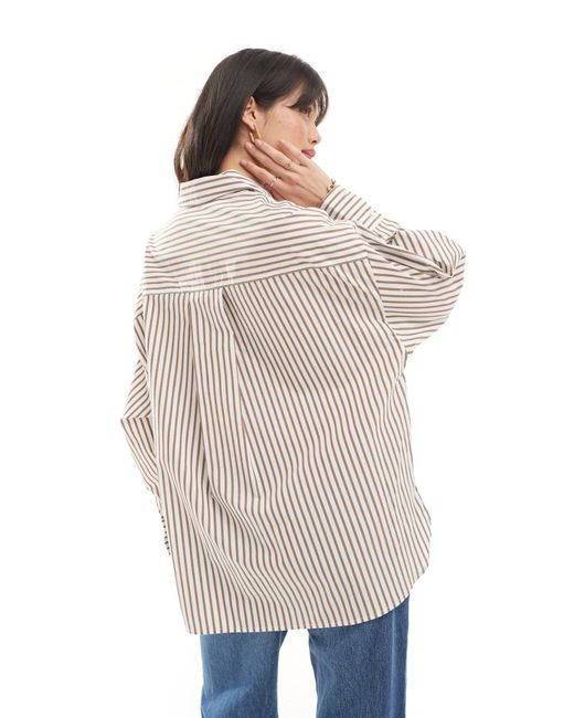 Chemise longue et oversize à rayures - marron/blanc Pimkie en coloris Natural