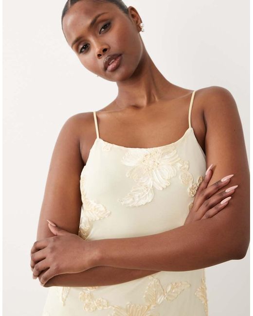Vero Moda Natural Tonal Floral Embroidered Cami Maxi Dress