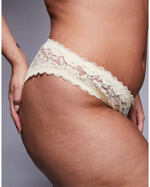 ASOS Yellow Asos design curve – hazel – brazilian-slip aus spitze