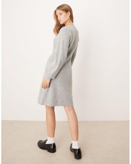 Aware Natural Knitted Button Front Mini Dress