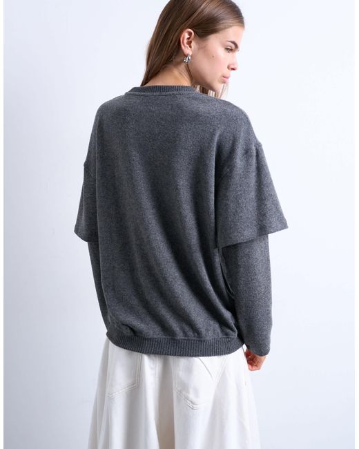 TOPSHOP Gray – zweilagiges, angerautes t-shirt