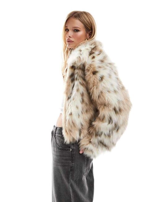 ASOS Natural Faux Fur Bomber Jacket