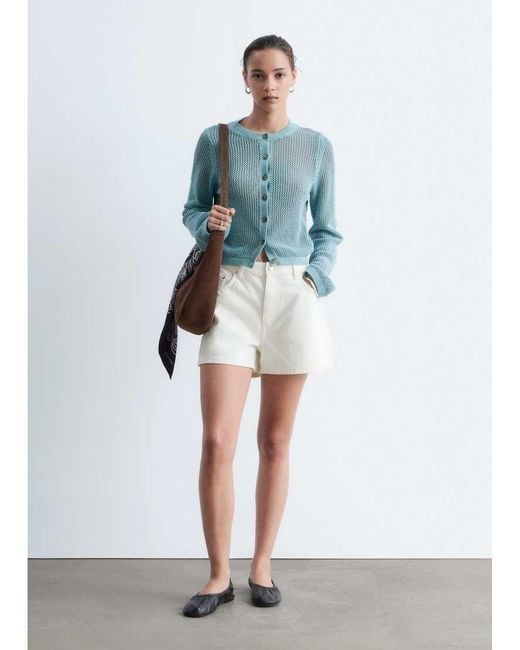& Other Stories Blue Pure Cotton Crew Neck Lightweight Cardigan