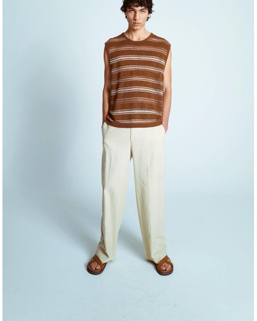 Topman – relaxed-fit-tanktop aus häkelstrick in Brown für Herren