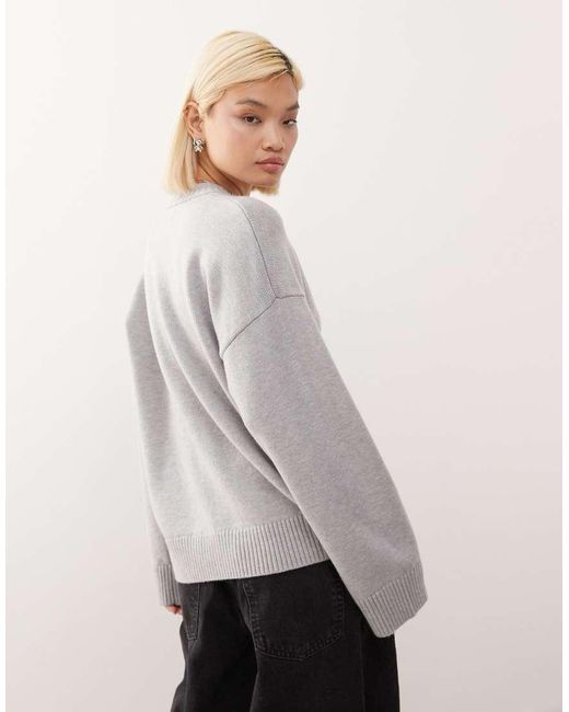 Monki Oversized Trui Met Verlaagde Schouders in het Gray