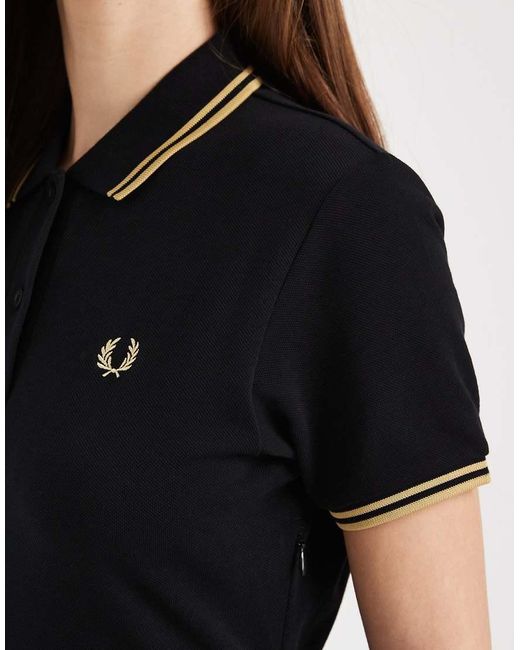 Fred Perry Black Tipped Logo Pleated Tennis Midi Dress