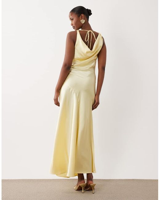 Vila Natural Halter Cowl Neck Satin Maxi Dress