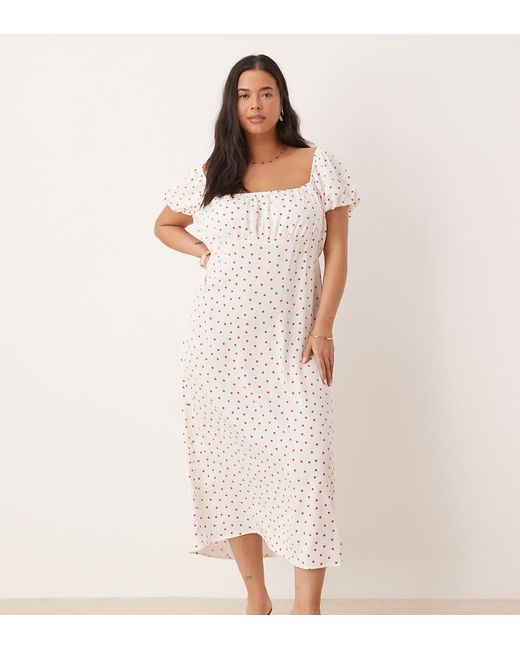 Nobody's Child Natural Raven Puff Sleeve Midi Dress