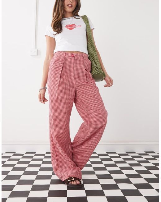 Reclaimed Vintage Pink baggy Tailored Linen-look Pants