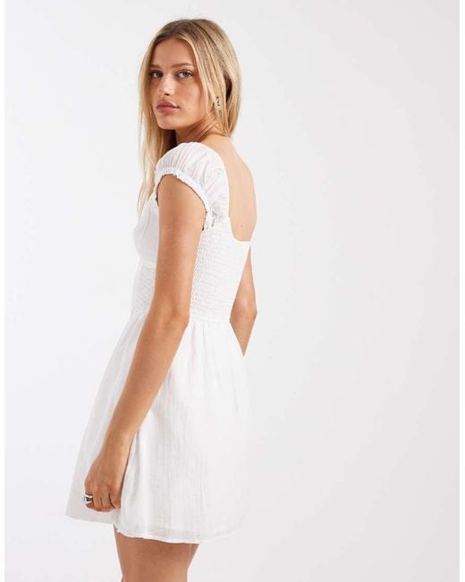 Hollister White Sleeveless Milkmaid Mini Dress