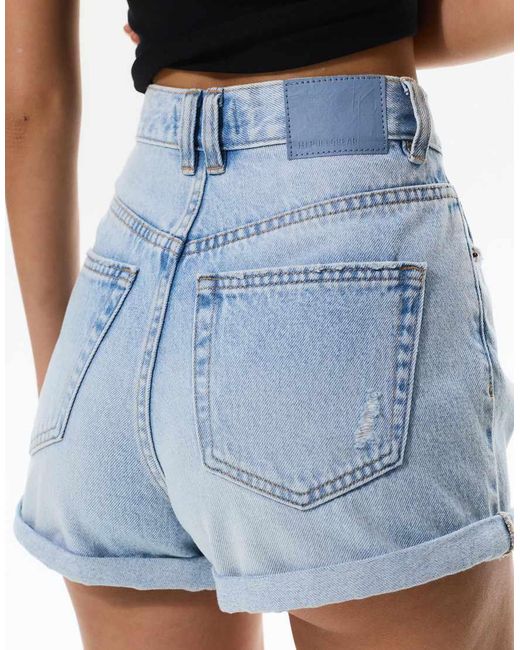 Pull&Bear Red Mom Denim Shorts