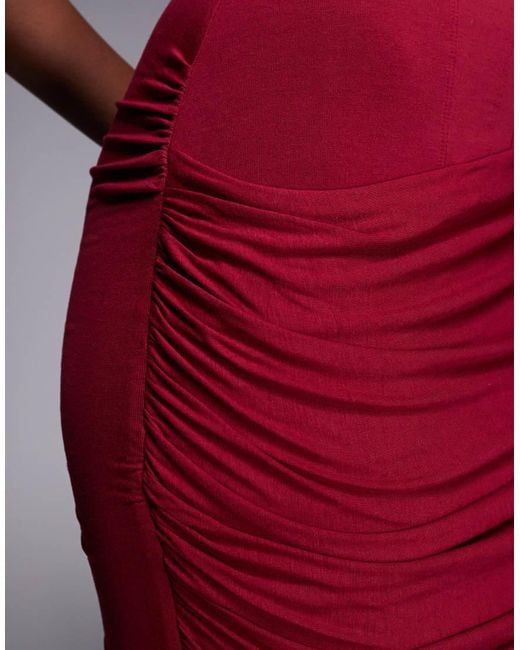 Oh Polly Red Sweetheart Neckline Drape Skirt Mini Dress