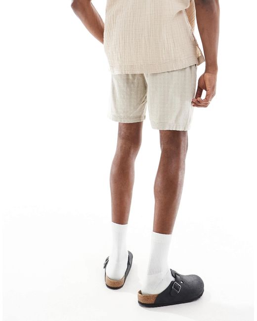 Only & Sons White Textured Linen Mix Short for men