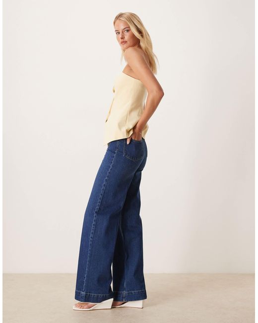 ASOS Blue Asos Design Tall Clean Wide Leg Jeans With Front Pockets