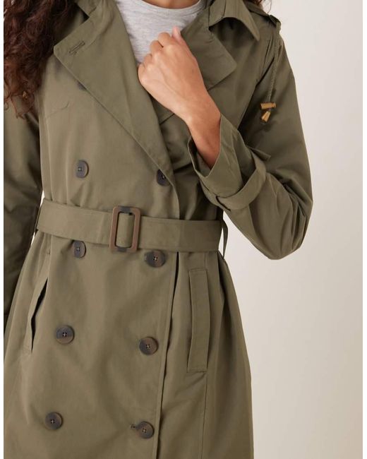 Brave Soul Natural Double-Breasted Longline Trench Coat With Detachable Hood