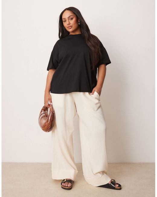 ASOS White Curve Cheesecloth Pull On Pants With Raw Edge