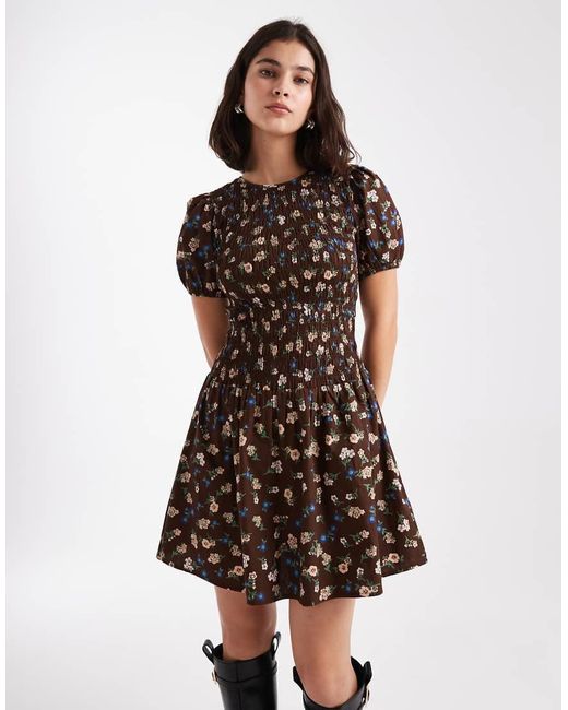 brown and white dresses Stella Disty Floral Dress – Love on a Hanger