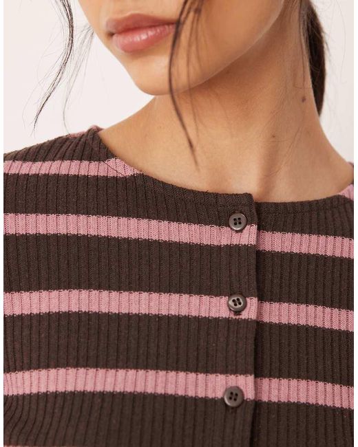 ASOS Brown Button Down Stripe Cardigan