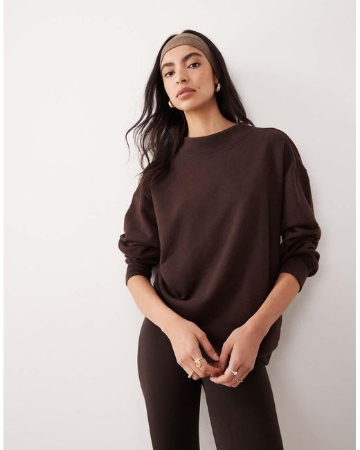 Abercrombie & Fitch Brown Ypb Mockneck Terry Oversized Sweatshirt