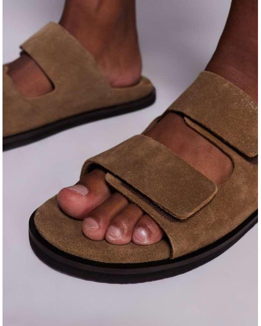 ASOS Brown Two Strap Sandals for men