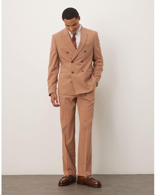 ASOS – zweireihige anzugjacke in Brown für Herren