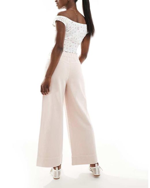 ASOS Cropped Broek Met Wijde Pijpen in het White