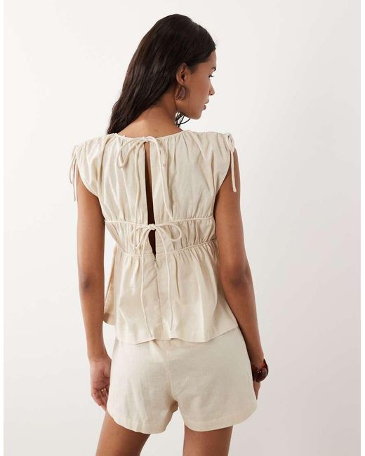 ASOS Natural Double Layer Playsuit With Tie Detail