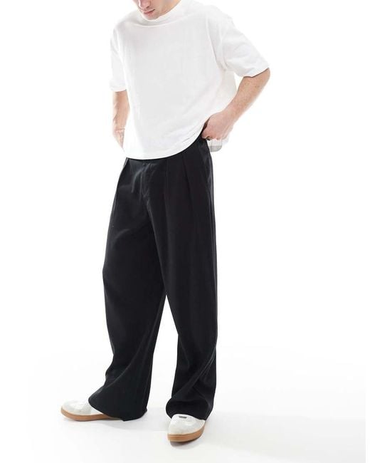 Cotton On White baggy Fit Pleated Trousers for men