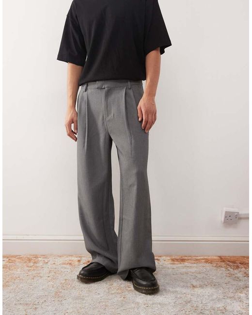 Reclaimed Vintage Gray baggy Pleat Detail Suit Trouser Co-ord for men
