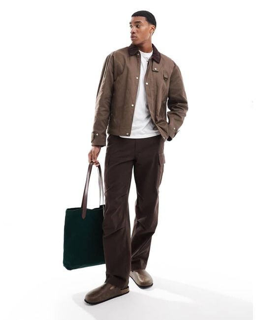 River Island White Cord Collar Wax Jacket for men