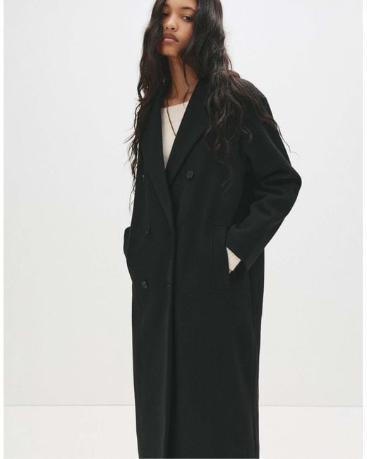 Pull&Bear Black – zweireihiger mantel