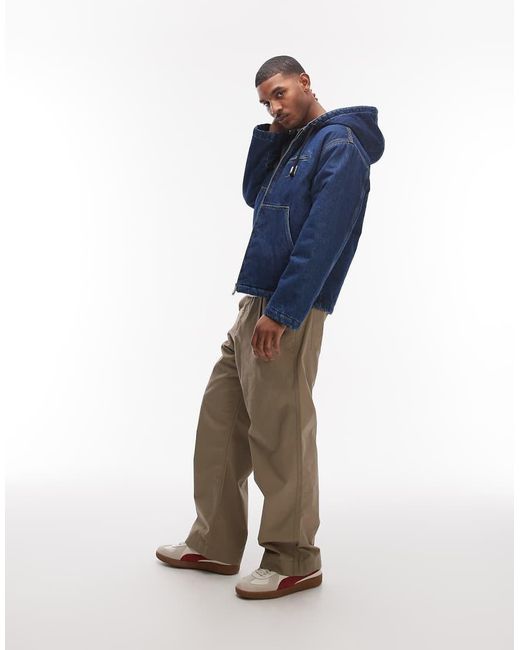 Carhartt Blue Cleveland Oversized Hooded Denim Jacket for men