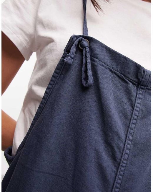 Monki Blue Cotton Cami Relaxed Fit Jumpsuit