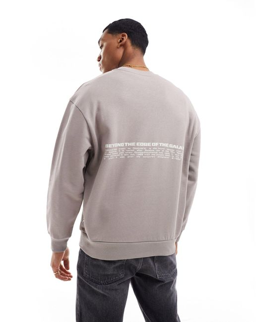 ASOS Gray Oversized Sweatshirt With Front And Back Text Print for men