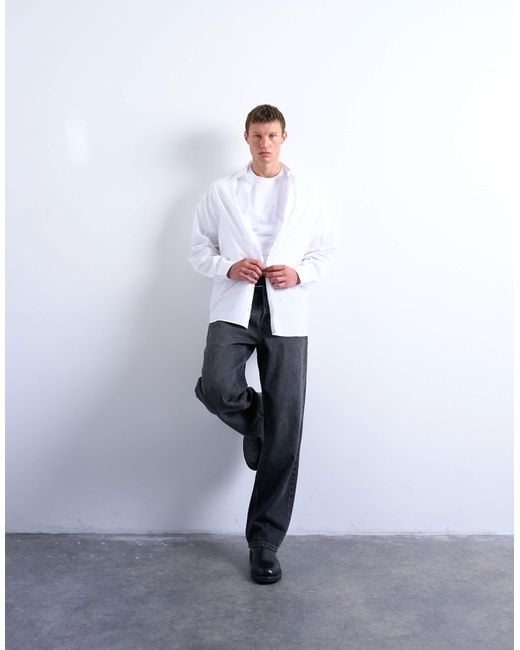 Topman White Oversized Fit Formal Shirt for men