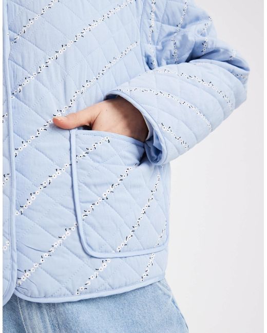 Pieces Blue Quilted Jacket