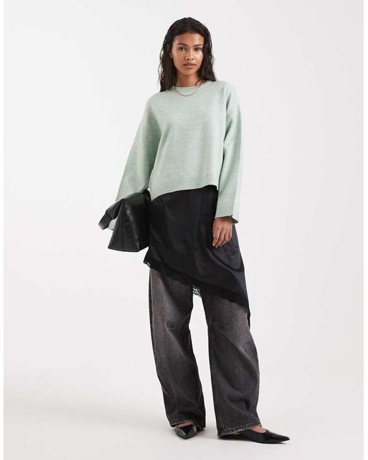 ONLY Gray Round Neck Boxy Jumper