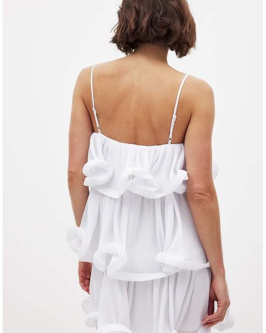 NA-KD White Printed Flounce Mini Dress
