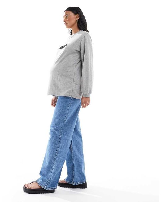 Vaqueros Dad Azul Limpio De Pernera Ancha De Asos Design Maternity ASOS de color Blue