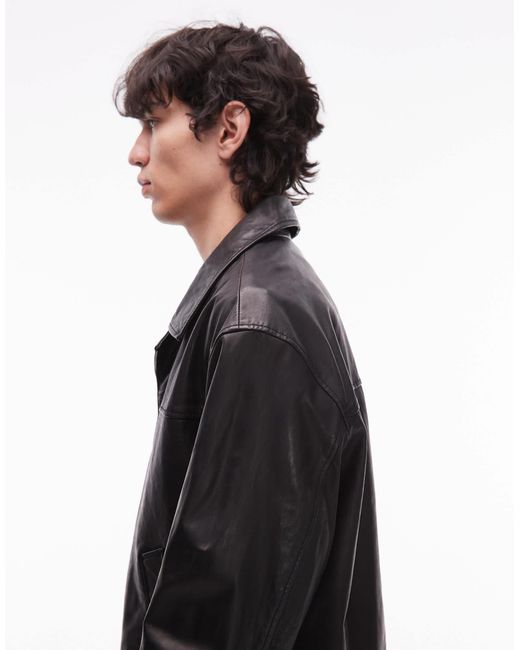 Bradwell - veste boutonnée en cuir AllSaints pour homme en coloris Gray