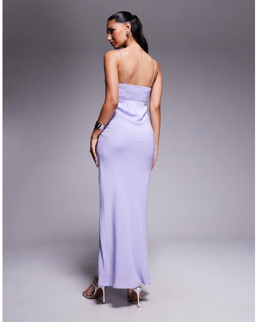 Princess Polly Purple Emily Lace Trim Tie Front Cami Fishtail Maxi Dress