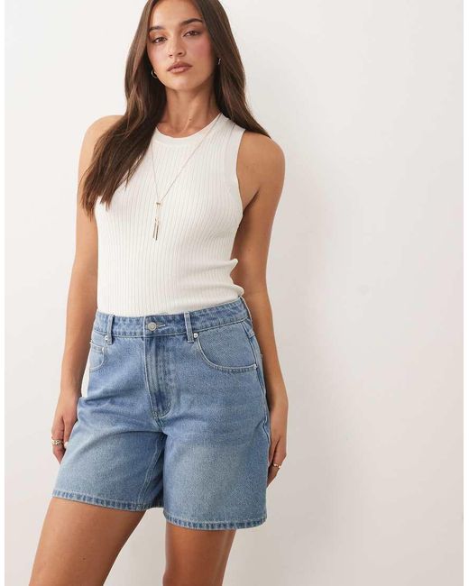 Missy Empire Blue Denim Longline Shorts