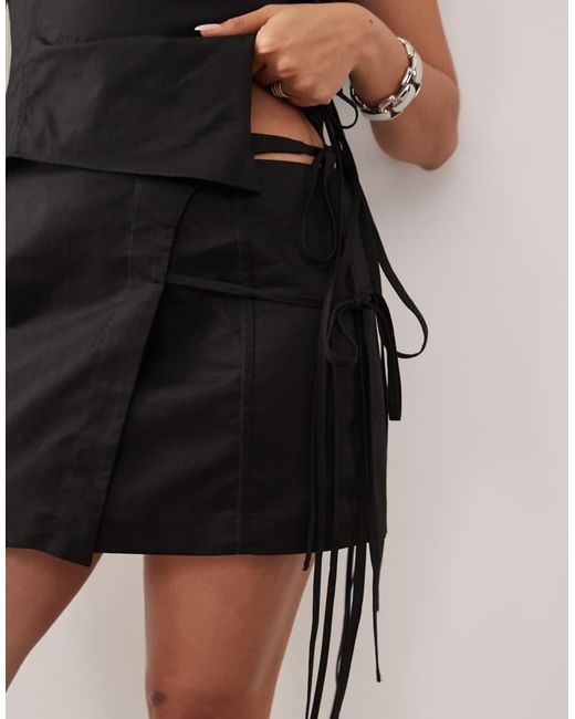 Weekday Black Co-Ord Wrap Mini Skirt