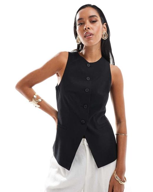 ASOS Black High Neck Waistcoat