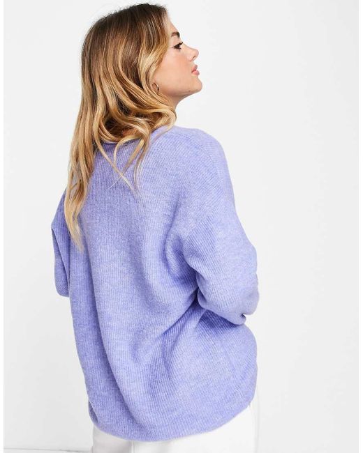 Jersey Con Cuello De Pico De Punto Ligero De -Morado Vero Moda de color Purple
