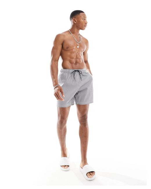 Farah White Colbert Seersucker Swim Shorts for men